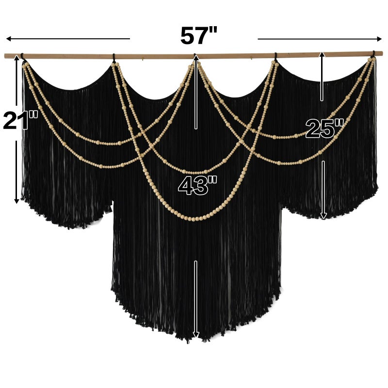 Flber Macrame Wall Hanging Black Yarn Tapestry Home Decor Large Fiber Wall Art Living Room Bedroom Home Wall Decor 57" W x 43" L - Image 5