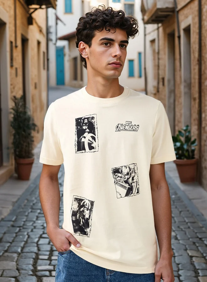 Splash FAV Avengers Print T-shirt with Crew Neck