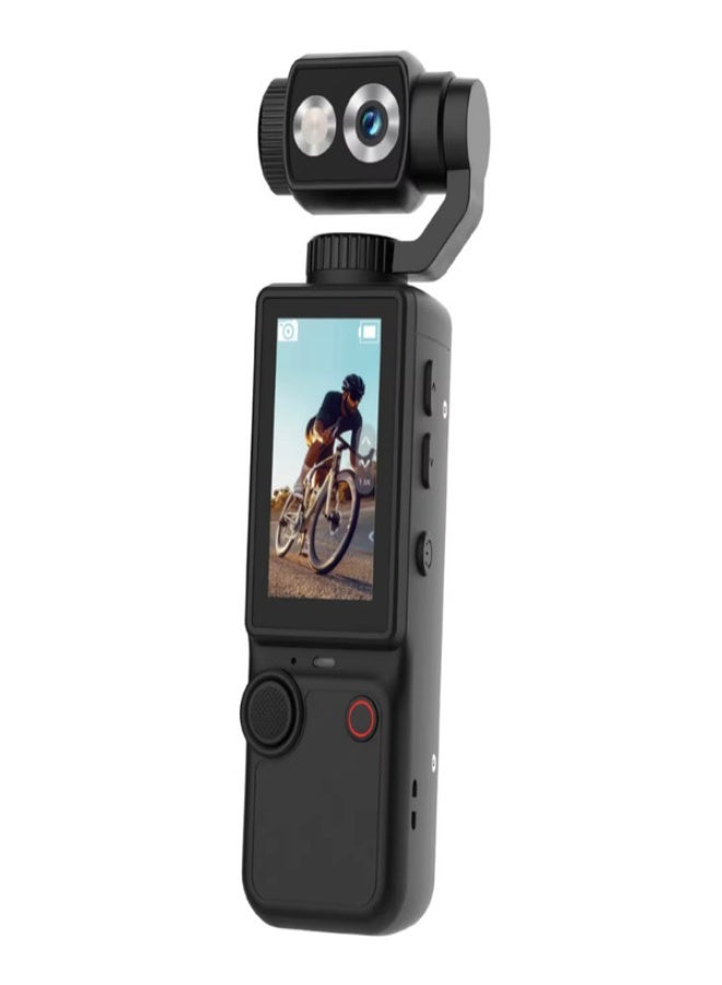 كاميرا  المحمولة باليد بدقة 4K والمزودة بمثبت (Gimbal) وعدسة دوارة - كاميرا صغيرة محمولة في الجيب ومزودة بشاشة، مثالية لتسجيل مدونات الفيديو (Vlogs) وأثناء السفر! - Image 4