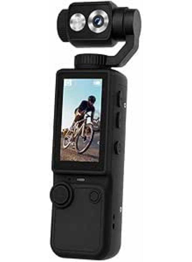 كاميرا  المحمولة باليد بدقة 4K والمزودة بمثبت (Gimbal) وعدسة دوارة - كاميرا صغيرة محمولة في الجيب ومزودة بشاشة، مثالية لتسجيل مدونات الفيديو (Vlogs) وأثناء السفر! - Image 1