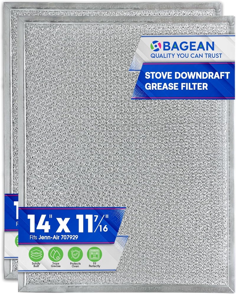 Bagean استبدال فلتر موقد داون درافت لفلتر 707929 من جين إير - شاشة دهون لموقد 14” × 11.4” - تناسب فلتر موقد جين إير وتمنع دخول الدهون إلى الفرن (عبوة 2) - Image 1