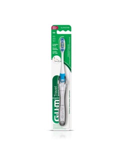 جم فرشاة أسنان سفر قابلة للطي من GUM، رأس مضغوط + منظف للسان، فرشاة أسنان ناعمة الشعيرات للبالغين، عبوة واحدة (6 قطع)  - Image 4