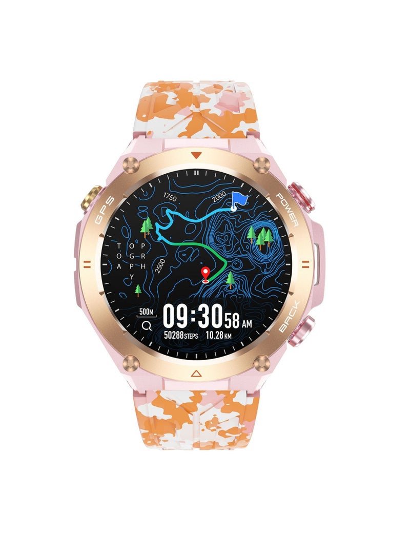 KC82 Smart Watch, Barometric Compass Sports Watch, Comfortable And Lightweight Smart Wrist Watch With Blood Oxygen Heart Rate Monitoring, (1pc, Camouflage Pink) - Image 1
