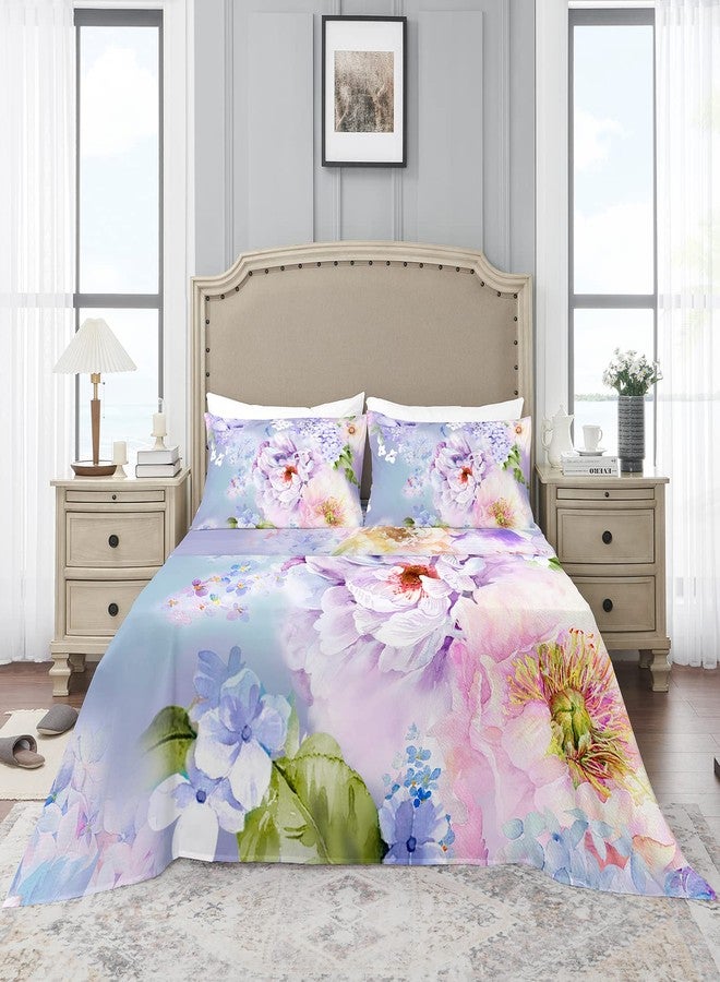 YIYEA Queen Sheet Set, Luxury 1800TC Hotel Quality Double Brushed Microfiber Floral Bed Sheets for Queen Size Bed, Extra Soft, Deep Pocket, Shrinkage and Fade Resistant, 4PC (Queen) - Image 2