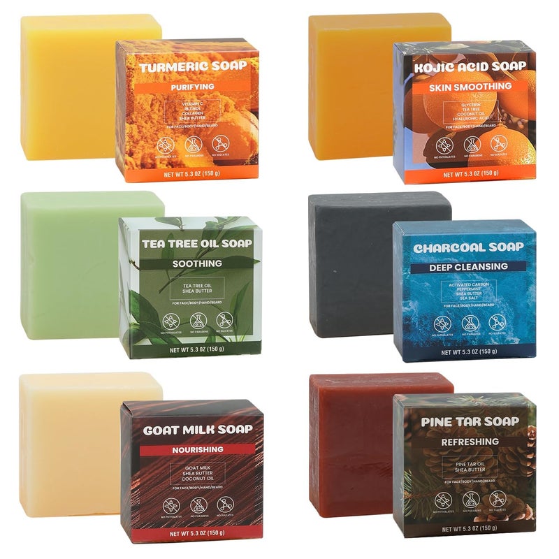 Rinse & Robust Menâ€™s Natural Bar Soap for Men â€“ Fresh & Clean Scent Variety Set (6-Pack, 5.3 oz Each) â€“ Not Overpowering â€“ Gentle Soap Bars for Face, Body & Hand â€“ All Skin Types â€“ Ideal Gifts for Men - Image 1