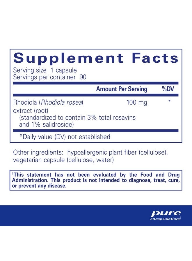 Pure Encapsulations Rhodiola Rosea - for Occasional Stress, Endurance & Fatigue Relief* - with Adaptogens - Gluten Free & Vegan - 90 Capsules - Image 1