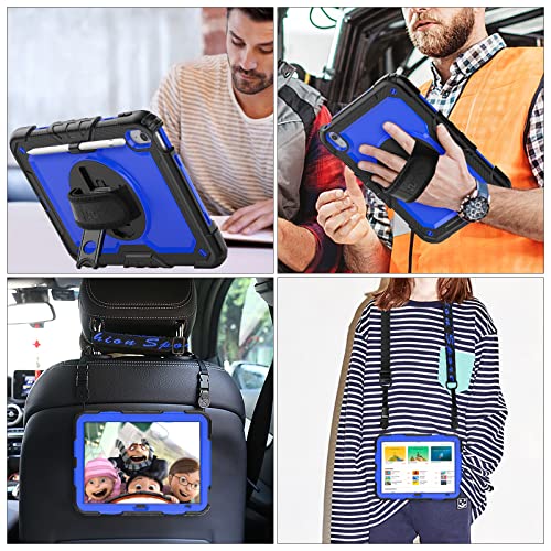 SEYMAC stock Case for iPad (A16) 11th/10th Generation 11''/10.9'' 2025/2022, Full-Body Drop Protection Case with Screen Protector &360° Rotate Hand Strap/Stand, Blue+Black - Image 4