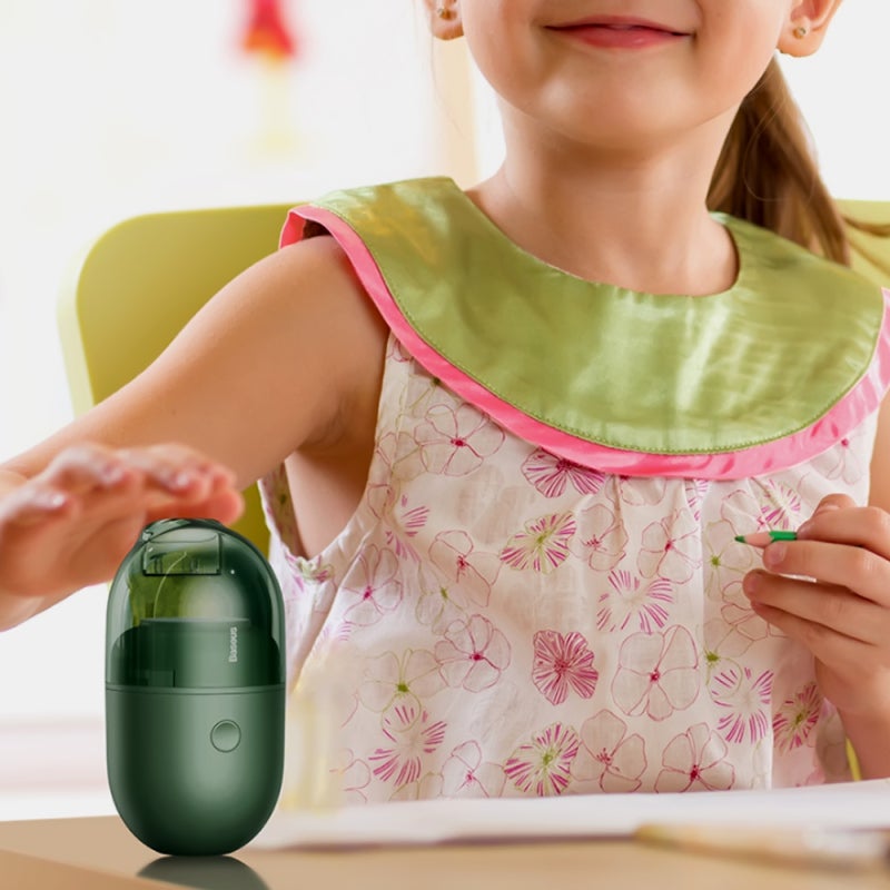 Baseus Mini Cordless Desktop Vacuum Cleaner - 1000Pa Suction Low Noise Rechargeable 900mAh Lithium Battery Type-C Charging Detachable Bin White for Home Office Students Children - Image 5