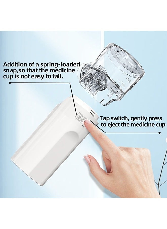 New Mini Nebulizer Machine for Adults & Kids, Upgrade Portable Nebuliser USB Rechargeable Handheld Nebuliser with 2 Mask, 2 Adjustable Atomization Steam Inhaler for Home, Reusable, Silent and Ultrasonic Micro-grid Electronic Atomizer