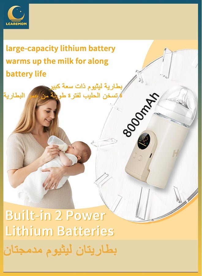 LCAREMOM Baby Bottle Warmer, Fast Baby Milk Warmer with Accurate Temperature Control for Breastmilk or Formula, 6 Temp with Smart Temperature Control and Night Light Display, Portable Bottle Warmer for Travel,Long-Lasting Warming up to 5-8 hours, Comfortable Baby Feeding on the Go - Image 5