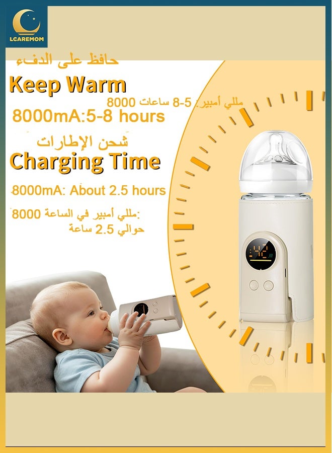 LCAREMOM Baby Bottle Warmer, Fast Baby Milk Warmer with Accurate Temperature Control for Breastmilk or Formula, 6 Temp with Smart Temperature Control and Night Light Display, Portable Bottle Warmer for Travel,Long-Lasting Warming up to 5-8 hours, Comfortable Baby Feeding on the Go - Image 4