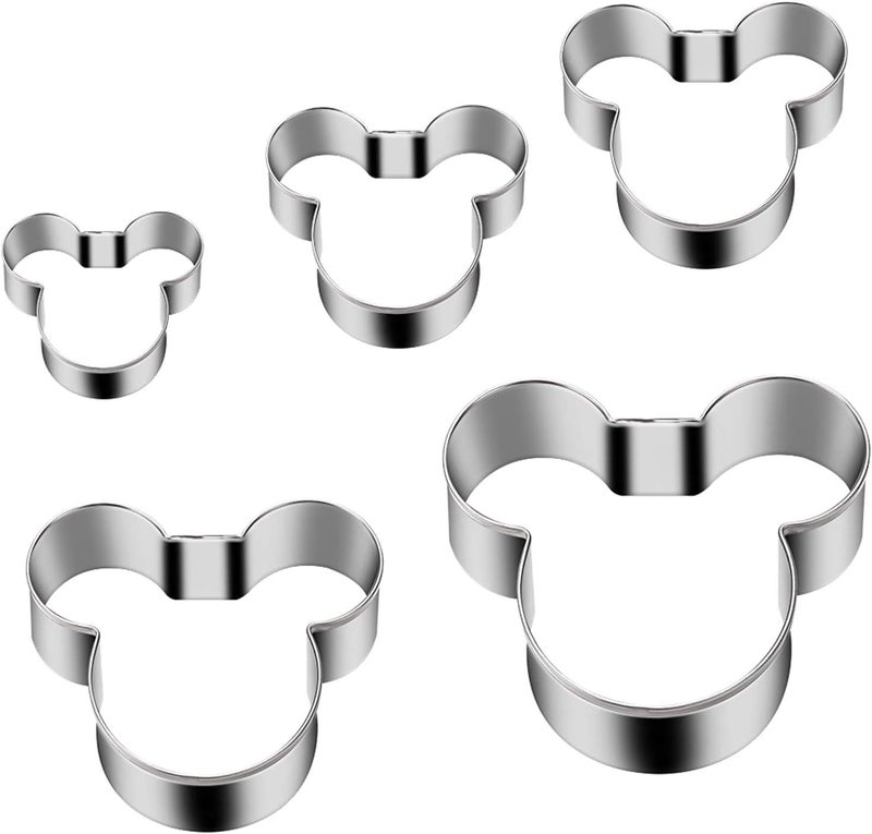 Tmflexe Mouse Cookie Cutter Sandwich Cutters for Kids DIY Lunchbox Bento Box Fruit Cutters Vegetable Cutters for Children Boys Girls, Pack of 5 - Image 1