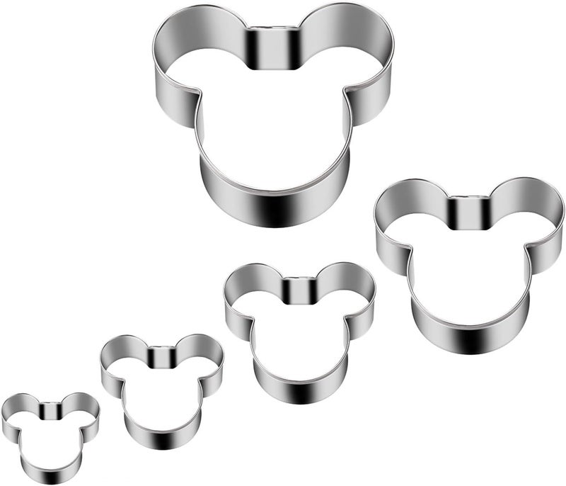 Tmflexe Mouse Cookie Cutter Sandwich Cutters for Kids DIY Lunchbox Bento Box Fruit Cutters Vegetable Cutters for Children Boys Girls, Pack of 5 - Image 2