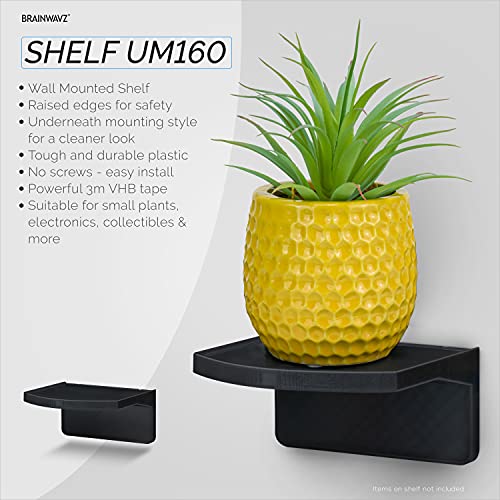 Brainwavz Screwless Floating Shelf Mount for Security Cameras Baby Monitors Speakers Plants Toys & More, Universal Holder Strong Adhesive, 114m x 112mm (UM160) (Black) - Image 4