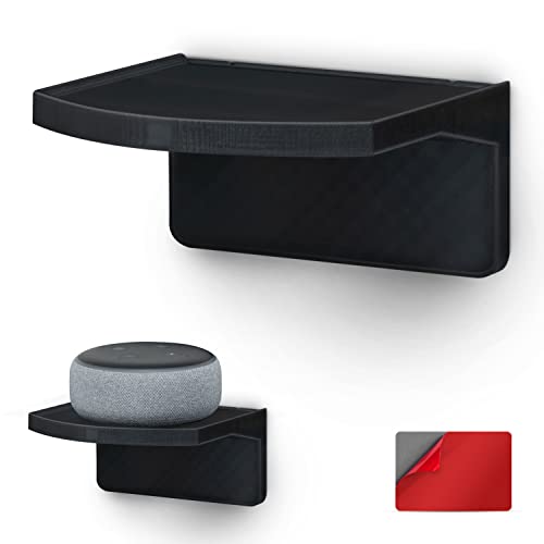 Brainwavz Screwless Floating Shelf Mount for Security Cameras Baby Monitors Speakers Plants Toys & More, Universal Holder Strong Adhesive, 114m x 112mm (UM160) (Black) - Image 1