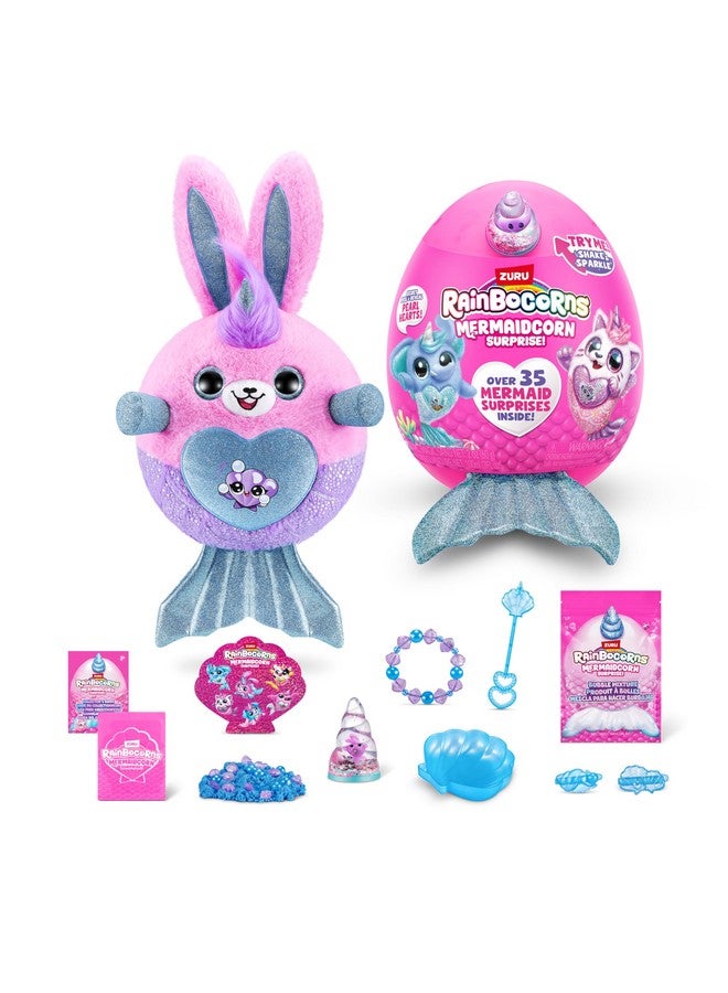 Rainbocorns Rainbocorns Mermaidcorn (Bunny) by ZURU, Collectible Plush, Mermaid Surprises, Cuddle Plush Stuffed Animal, Surprise Egg, Stickers, Magic Sands & Bubble Mixture, for Girls 3+ Up - Image 1