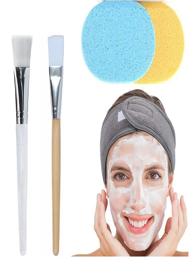 Ghelonadi Women’s makeup combo of Spa Facial Headband - Adjustable Face Wash Headband Facial Mask Brush Makeup Brushes Makeup Remover Pads Round Face Wash Sponge pack of -4 - Image 1