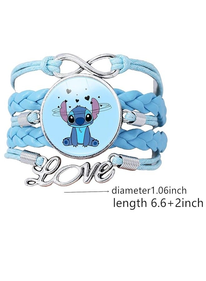 RATSAW Blue Cartoon Stitch Pattern Leather Handwoven Bracelet Jewelry - Image 3
