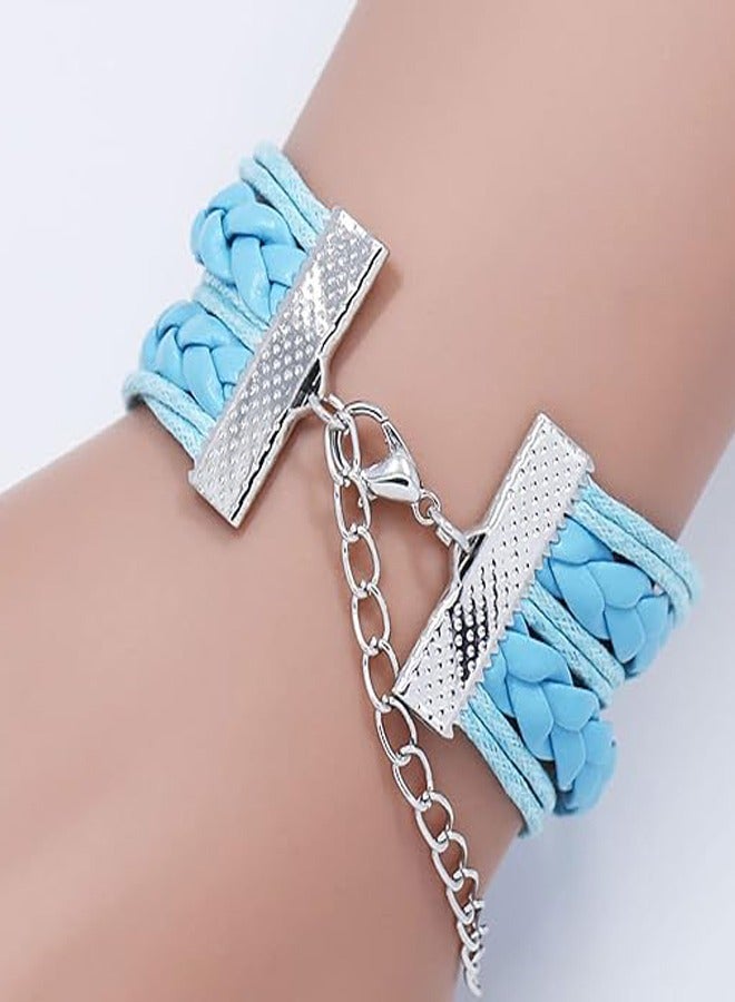 RATSAW Blue Cartoon Stitch Pattern Leather Handwoven Bracelet Jewelry - Image 5