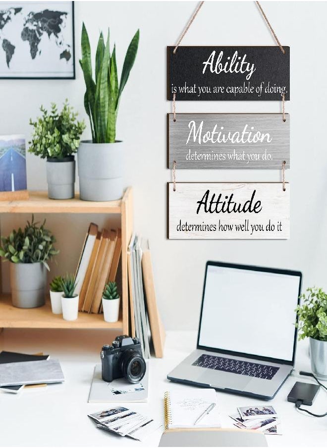Jetec - Office Wall Decor Inspirational Rustic Wall Decor Office Decor Motivational Wall Plaques with Sayings Wooden Wall Hangings Ability Sign Bathroom Decor for Home Office Wall Art (Simple Color) - Image 1
