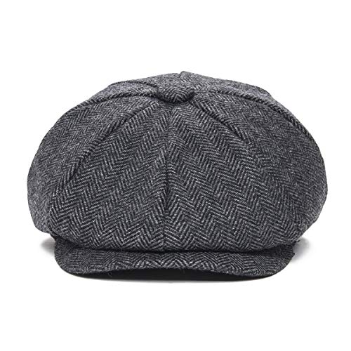 JANGOUL Boys Vintage Newsboy Cap Tweed Flat Beret Cabbie Hat for Kids Toddler Pageboy (12-24 Months, Black) - Image 2