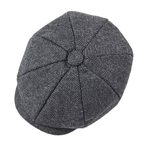 JANGOUL Boys Vintage Newsboy Cap Tweed Flat Beret Cabbie Hat for Kids Toddler Pageboy (12-24 Months, Black) - Image 5