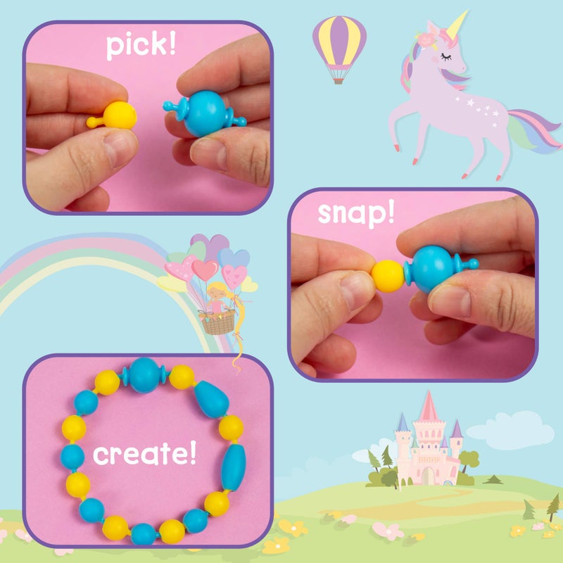Just My Style Make & Believe Unicorn Pop Beads, 500+ Snap-Together, DIY, Bead Kit for Girls, Jewelry Set, Great Travel & On The Go Activity for Kids Ages 4, 5, 6, 7, 8 - Image 3