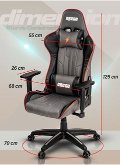 DROGO Ergonomic Gaming Chair with Adjustable Seat Height PU Leather Material 3D Armrest Video Game Chair with Head & Lumbar Support Pillow Desk Chair Home & Office Chair with Recline Grey - pzsku/Z924A89E1539509A4B873Z/45/_/1672672429/7f621d41-949d-4457-a931-8cdd74d8d4aa