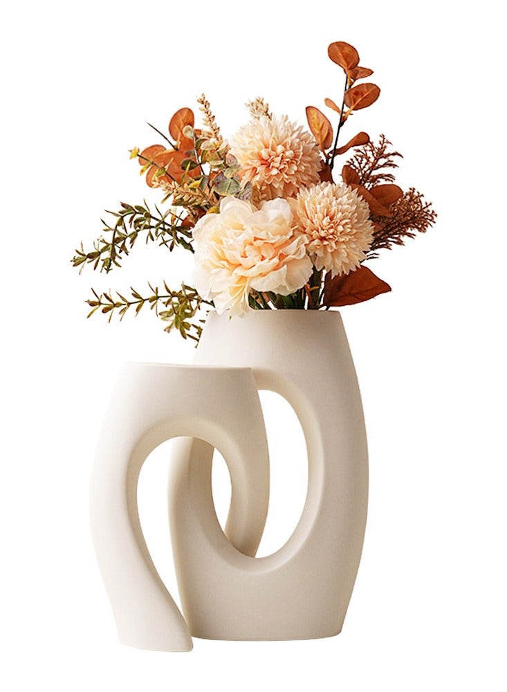 2pcs Ceramic Vase for Modern Home Decor White Vases Nordic Minimalist Decorative Vase for Table Centerpiece Wedding Dining Living Room Office House Decoration - Image 1