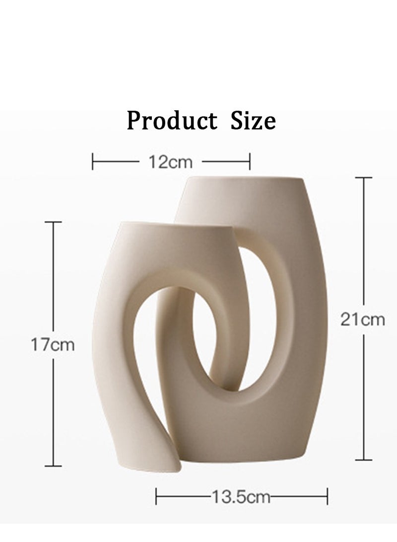 2pcs Ceramic Vase for Modern Home Decor White Vases Nordic Minimalist Decorative Vase for Table Centerpiece Wedding Dining Living Room Office House Decoration - Image 5