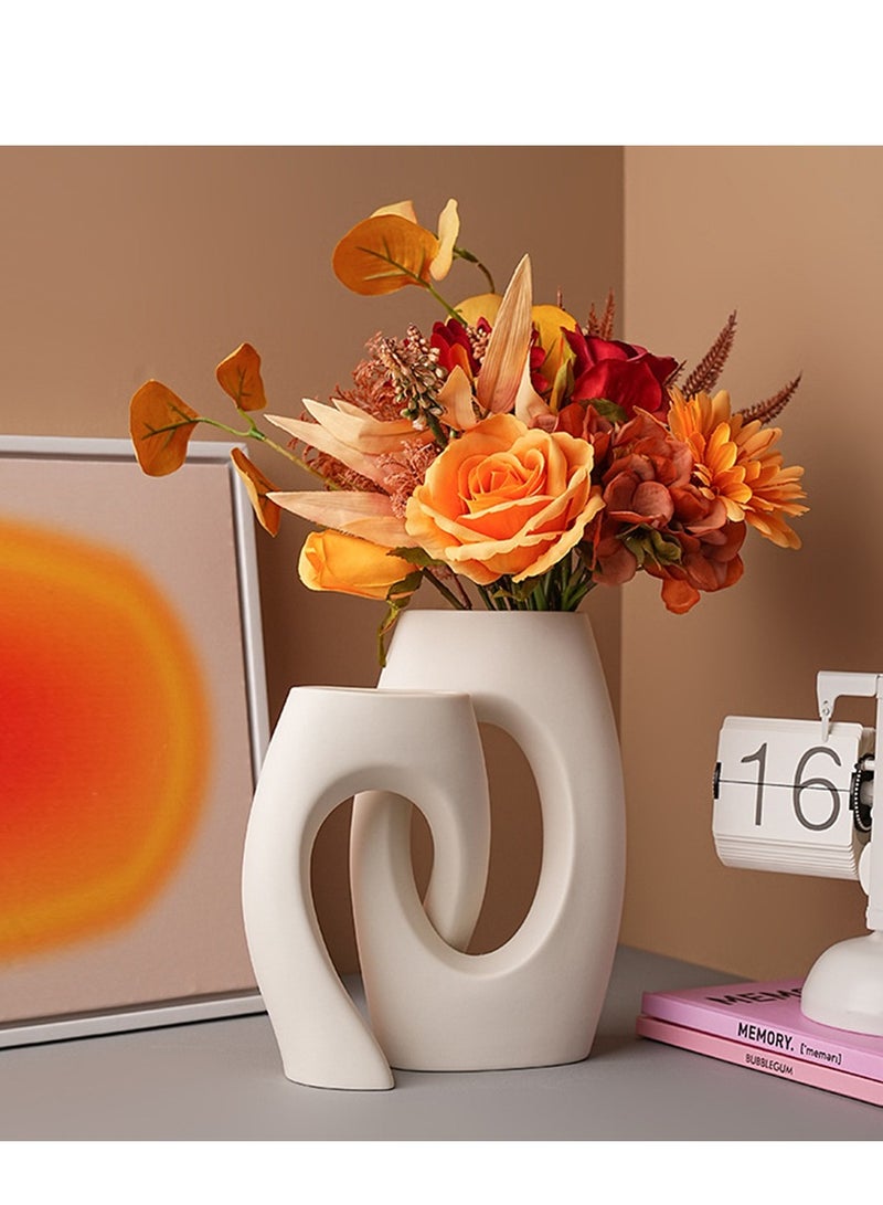 2pcs Ceramic Vase for Modern Home Decor White Vases Nordic Minimalist Decorative Vase for Table Centerpiece Wedding Dining Living Room Office House Decoration - Image 4