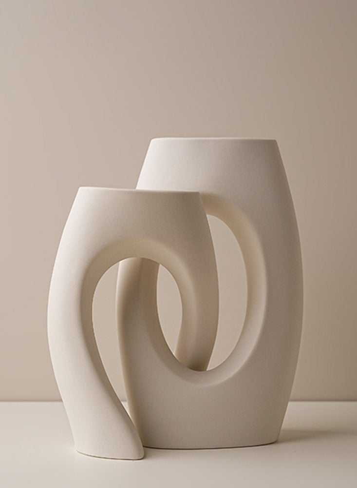 2pcs Ceramic Vase for Modern Home Decor White Vases Nordic Minimalist Decorative Vase for Table Centerpiece Wedding Dining Living Room Office House Decoration - Image 3