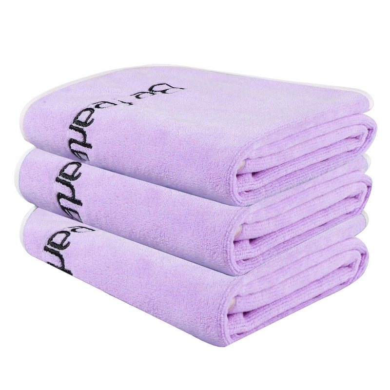 BOBOR 3-Pack 14 x 29 Inch Gym Towels for Women Sweat, Workout Sweat Towel for Men Gym, Super Absorbent, Fast Drying Fitness Exercise Towels for Sweat, Soft Microfiber (Purple 3 Pack, 14" x 29") - Image 2