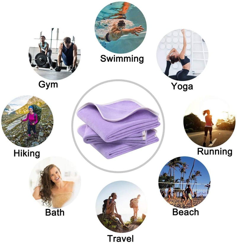 BOBOR 3-Pack 14 x 29 Inch Gym Towels for Women Sweat, Workout Sweat Towel for Men Gym, Super Absorbent, Fast Drying Fitness Exercise Towels for Sweat, Soft Microfiber (Purple 3 Pack, 14" x 29") - Image 5