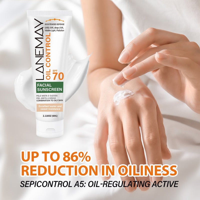 LANEMAY Oil-Control Facial Protective Cream SPF70, 60g, Waterproof & Sweat-Resistant for Combination Skin - Image 3
