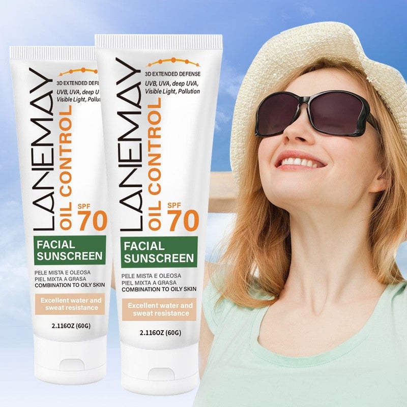 LANEMAY Oil-Control Facial Protective Cream SPF70, 60g, Waterproof & Sweat-Resistant for Combination Skin - Image 1