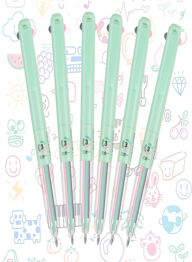 WOOMER 3-in-1 Retractable Gel Pens Colored - 0.5mm Fine Point Smooth Writing - Gel Ink Multicolor Gel pens for Journaling Planner, Nurse 6-count in 3 colors(Light Grass Green, Peach Pink,Ash Gray) - Image 1