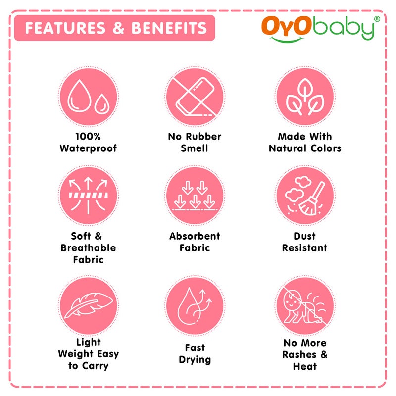 OYO BABY 100% Waterproof Polycotton Toddler Baby Dry Sheet, Extra Absorbent Infant Bed Sheet for New Born & Toddler Babies, Baby Bed Protector for Toddler Kids, Medium Size, 100 X 70 cm, Salmon Rose - Image 2