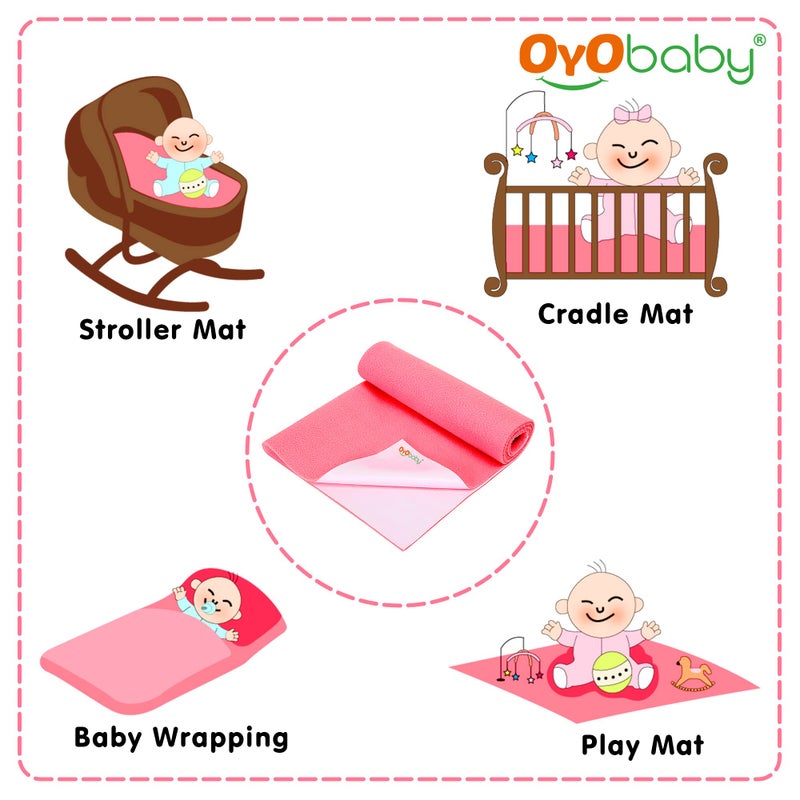 OYO BABY 100% Waterproof Polycotton Toddler Baby Dry Sheet, Extra Absorbent Infant Bed Sheet for New Born & Toddler Babies, Baby Bed Protector for Toddler Kids, Medium Size, 100 X 70 cm, Salmon Rose - Image 4