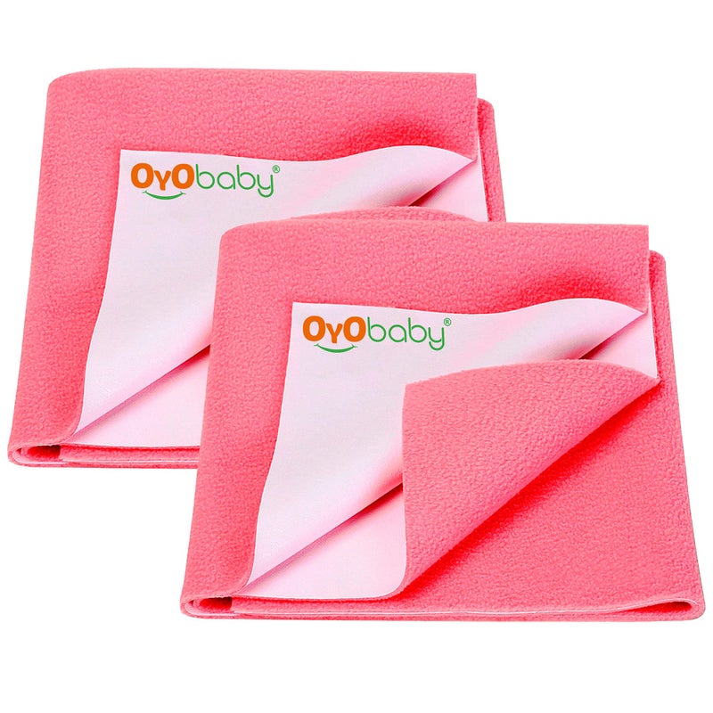 OYO BABY 100% Waterproof Polycotton Toddler Baby Dry Sheet, Extra Absorbent Infant Bed Sheet for New Born & Toddler Babies, Baby Bed Protector for Toddler Kids, Medium Size, 100 X 70 cm, Salmon Rose - Image 1