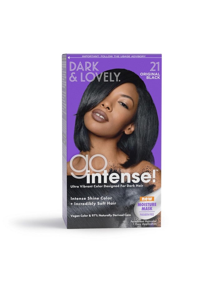 SoftSheen-Carson Dark And Lovely Ultra Vibrant Permanent Hair Color Go Intense Hair Dye For Dark Hair With Olive Oil For Shine And Softness Original Black - Image 1