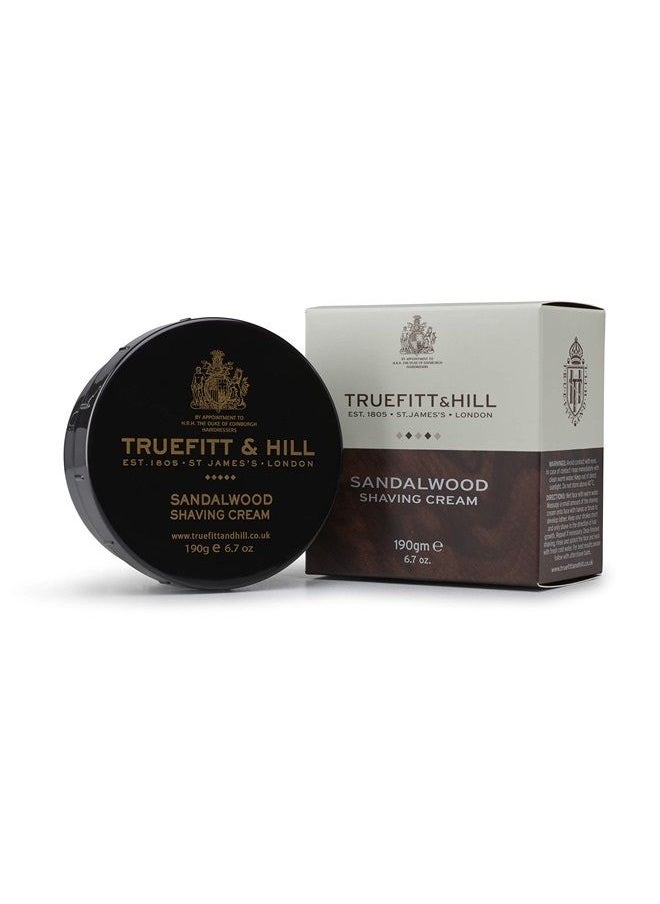 Truefitt & Hill Shaving Cream Bowl - Sandalwood | Smooth Glide for Incredibly Close, Yet Comfortable Hydrating Shave, 6.7 ounces  - Image 1
