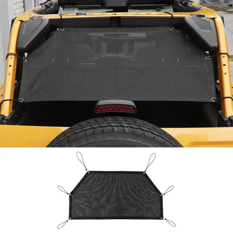 RAZPOY Sunshade for Bronco Trunk Sunshade Mesh Screen Cover Bikini Top Roof Sun Shade Insulation Net Provides UV Sun Protection for 2021 2022 Ford Bronco Accessories 4Door
