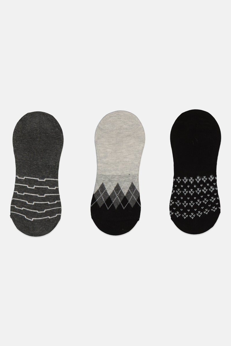 TapouT Men 3 Pairs Stripe Invisible Socks, Multicolor - Image 3