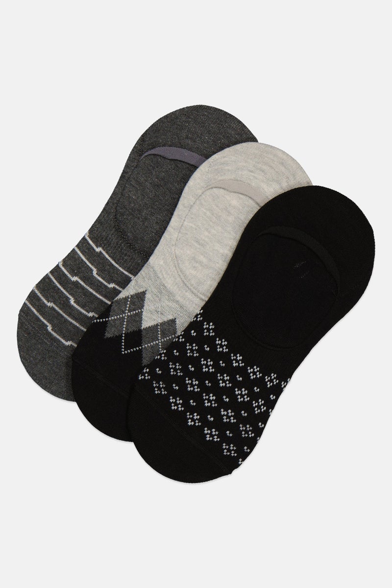TapouT Men 3 Pairs Stripe Invisible Socks, Multicolor - Image 1