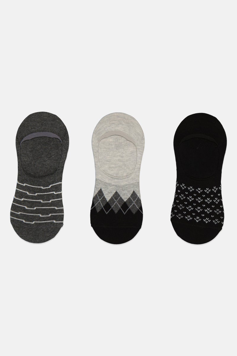 TapouT Men 3 Pairs Stripe Invisible Socks, Multicolor - Image 2