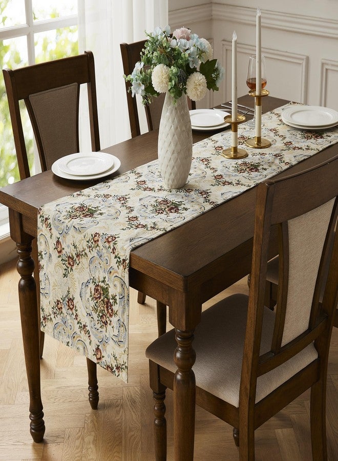 LINENZONE Tapestry Table Runner with Rose Flower Design - 72 Inch for Table Rustic Décor. (Diana 16 x 72) - Image 1