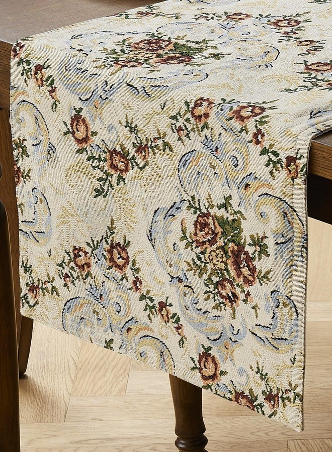 LINENZONE Tapestry Table Runner with Rose Flower Design - 72 Inch for Table Rustic Décor. (Diana 16 x 72) - Image 2