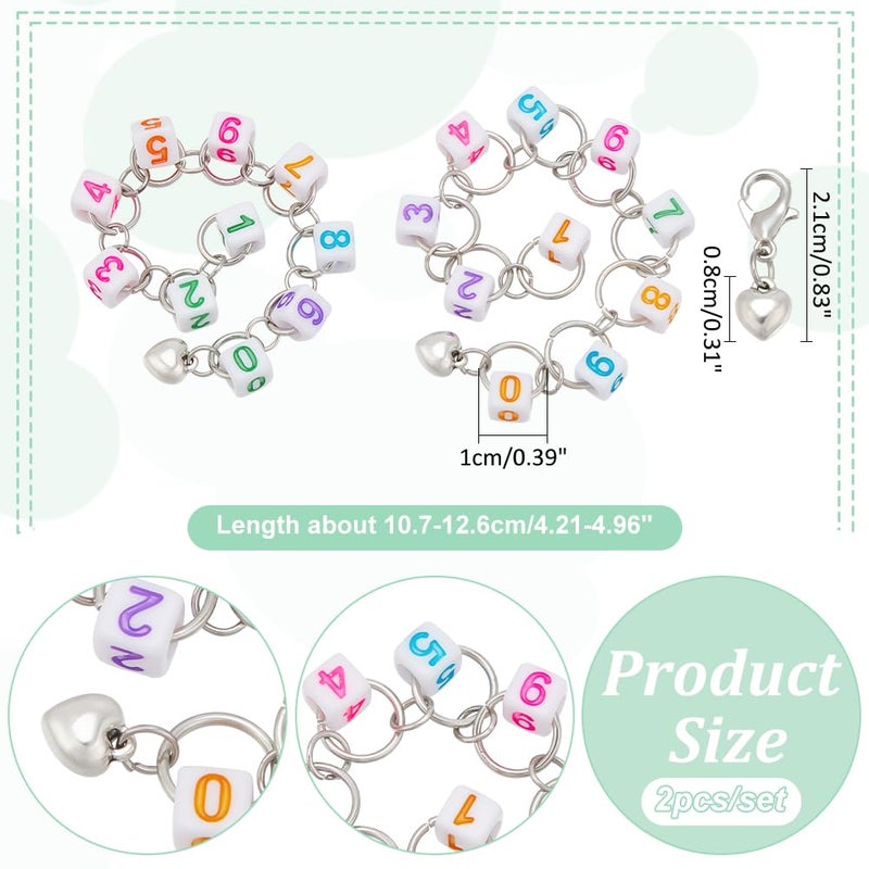 NBEADS 2 Pcs Knitting Row Counter Chains, Cube with Number Acrylic Pendant Row Counting 2 Pcs Heart Alloy Stitch Markers DIY Knitting Tool Sets for Sewing Knitting Crochet Tracking Project Progress - Image 2
