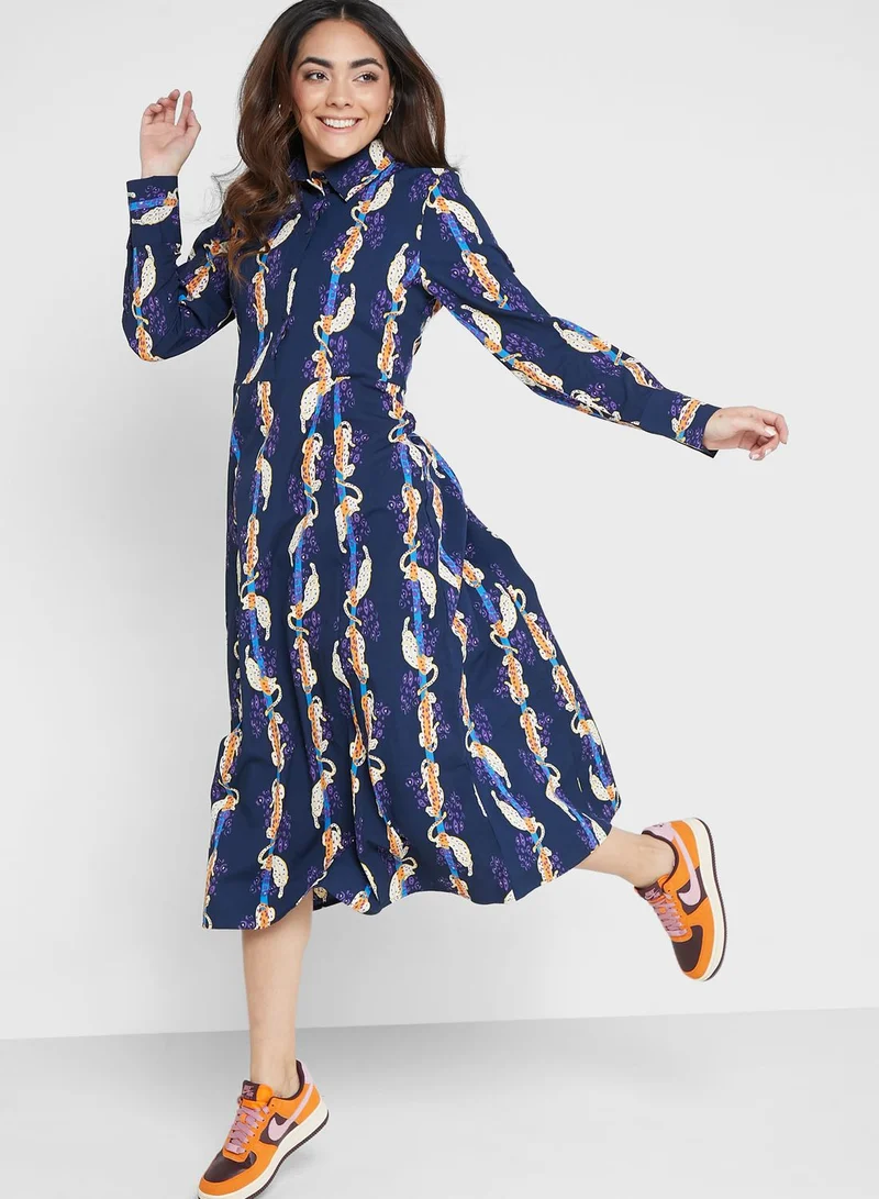 MONKI Printed Knitted Shirt Dress